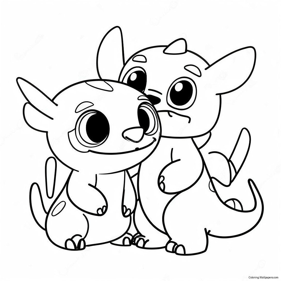 Cute Stitch And Toothless Friends Coloring Page 45112