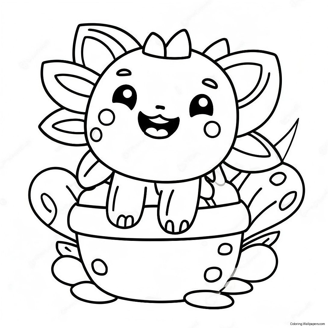 Cute Succulent Kawaii Coloring Page 37479