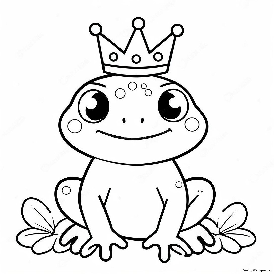 Cute Sweet Frog With A Crown Coloring Page 48933