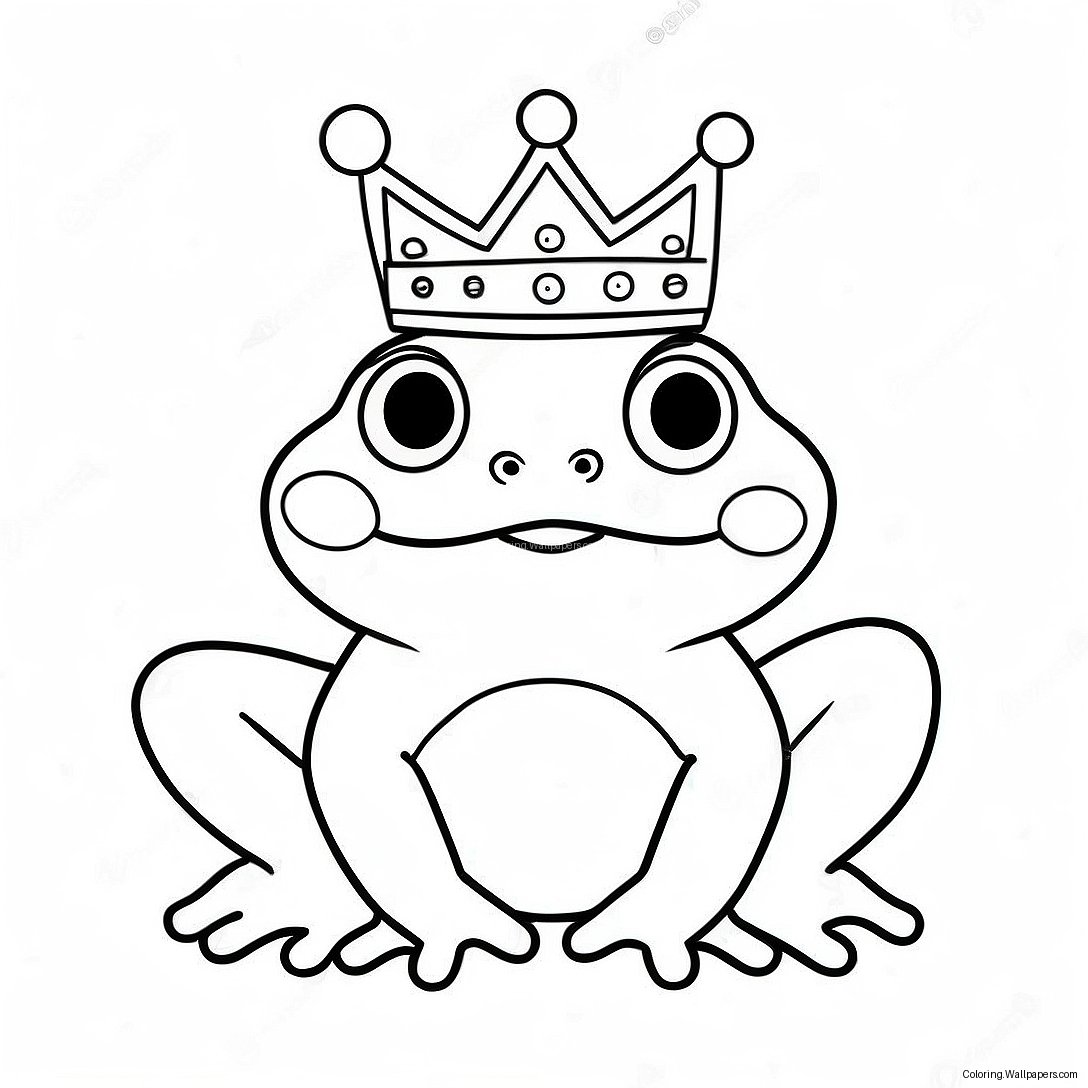 Cute Sweet Frog With A Crown Coloring Page 48935