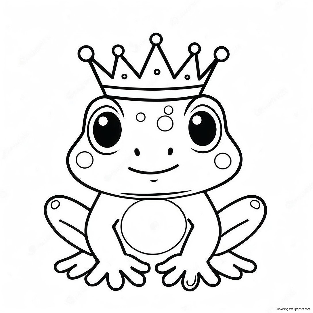 Cute Sweet Frog With A Crown Coloring Page 48936