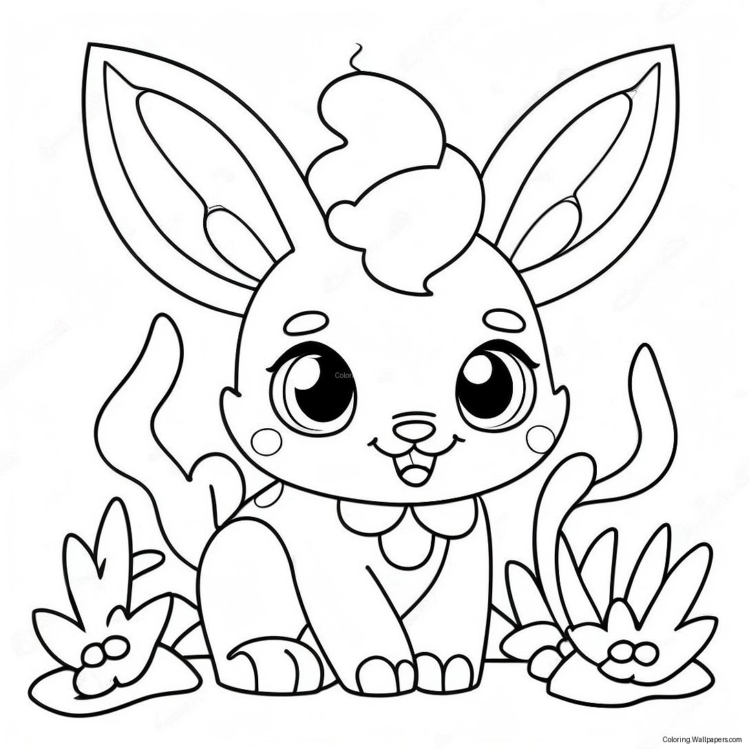 Niedliches Sylveon Mit Blumen Ausmalbild 13832