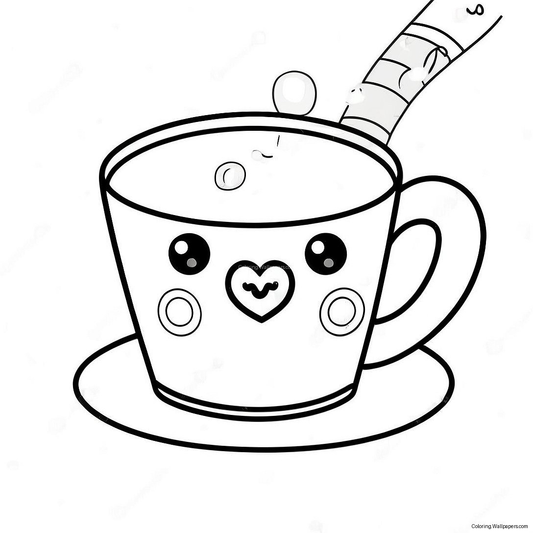 Cute Tea Cup Coloring Page 47366