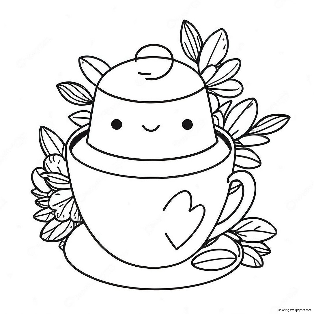 Cute Tea Cup Coloring Page 47367