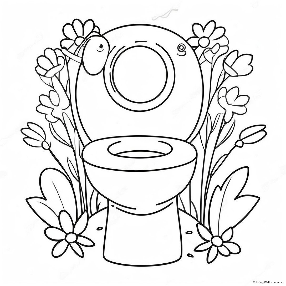 Schattig Toilet Met Bloemen Kleurplaat 31890