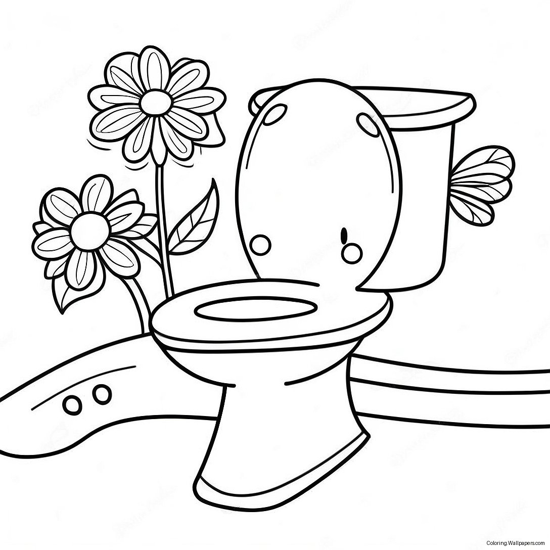 Schattig Toilet Met Bloemen Kleurplaat 31892