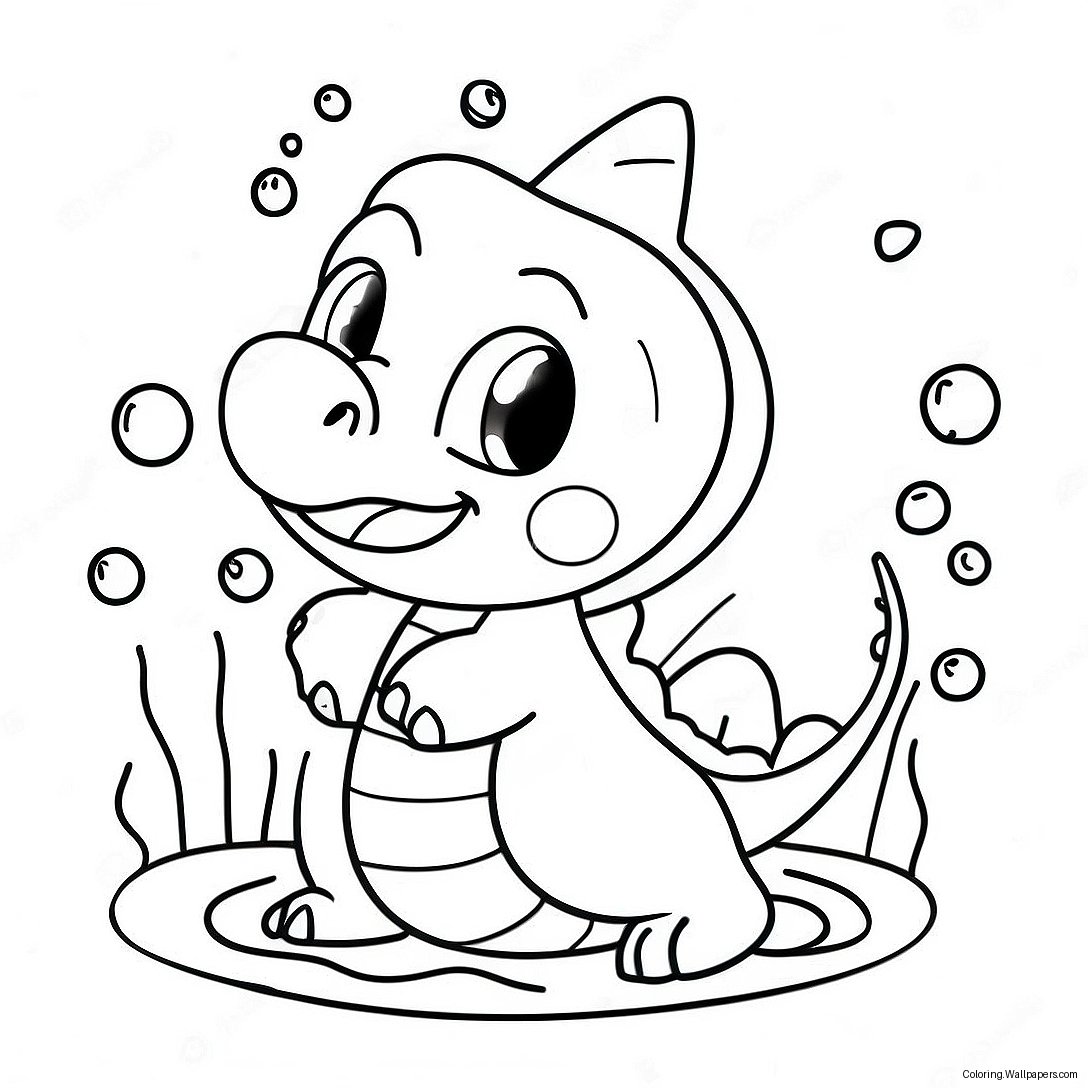 Page À Colorier De Totodile Mignon Éclaboussant Dans L'eau 54543