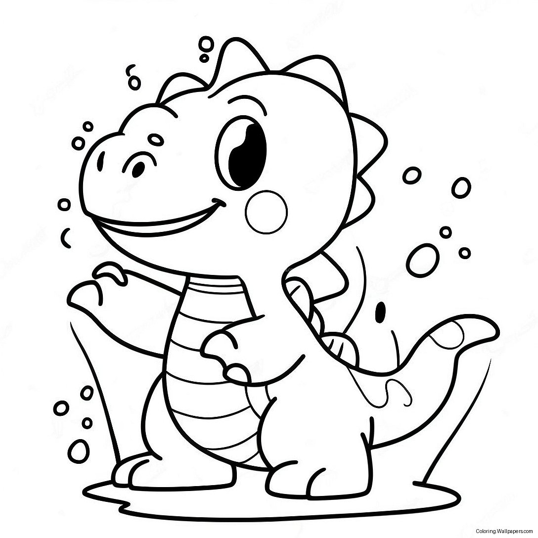 Cute Totodile Splashing In Water Coloring Page 54544