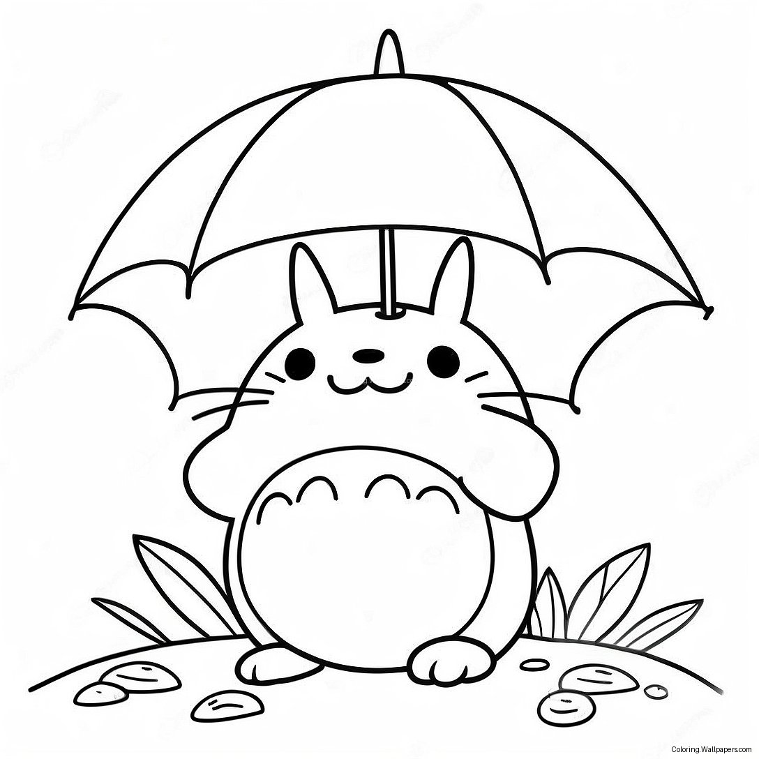 Page À Colorier Totoro Mignon Avec Un Parapluie 3145