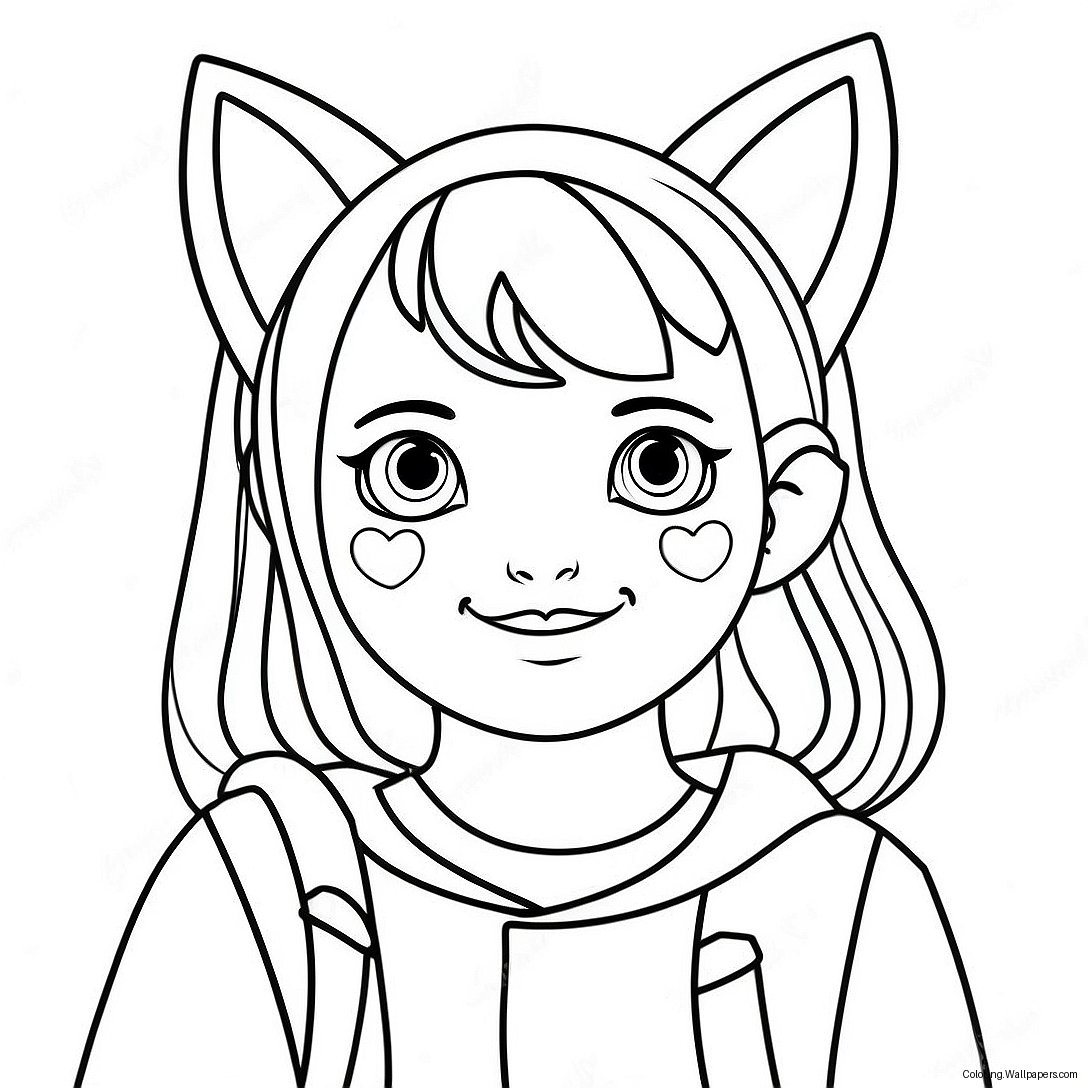 Page À Colorier De Fille Tumblr Mignonne Avec Des Oreilles De Chat 22690