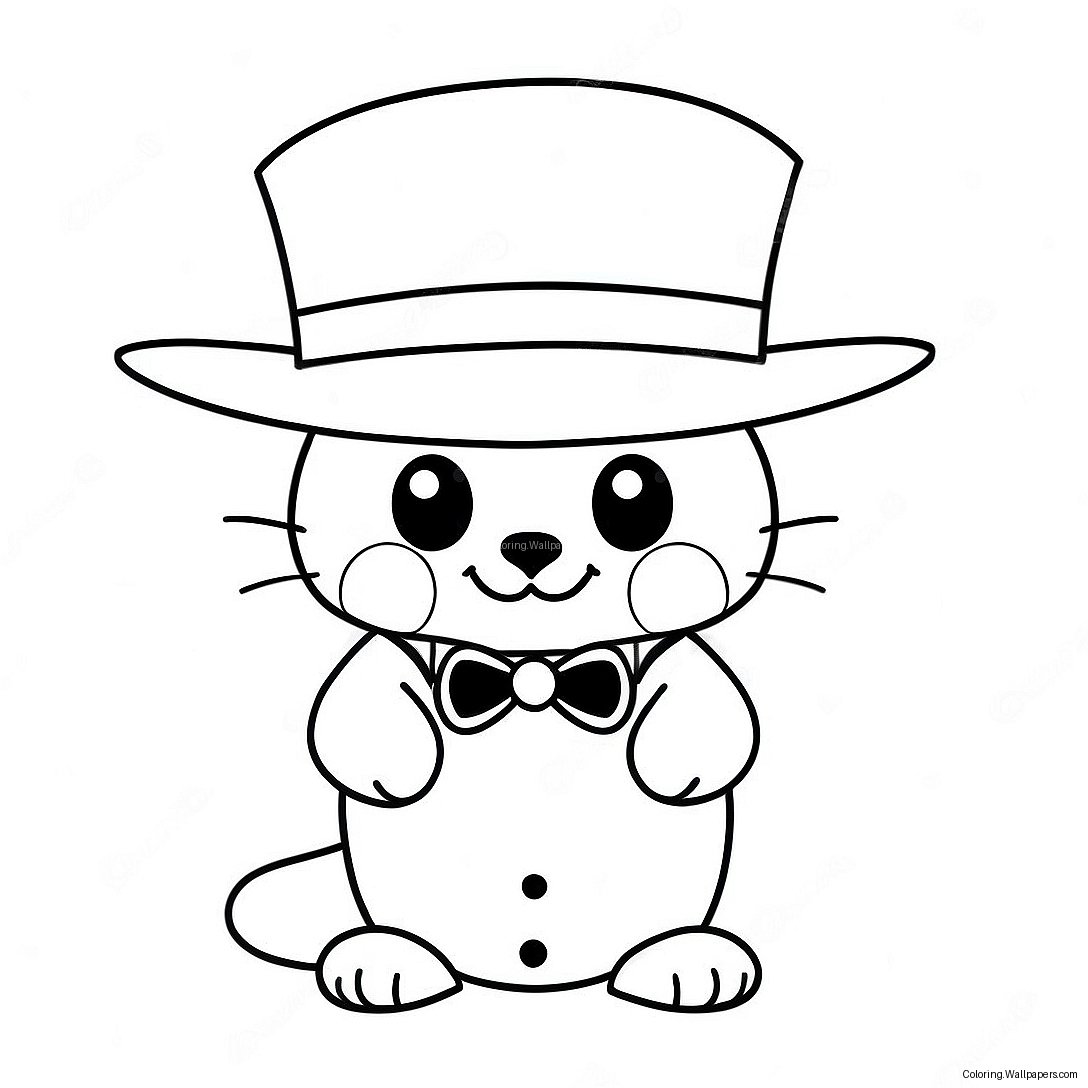 Cute Tuxedo Sam With A Hat Coloring Page 6078