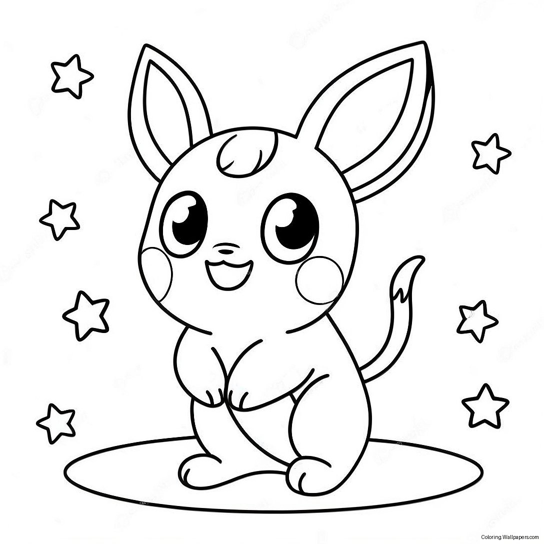 Cute Umbreon With Stars Coloring Page 10875