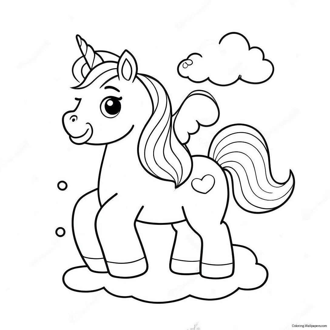 Página Para Colorear De Adorable Cachorro Unicornio Jugando En Las Nubes 7829