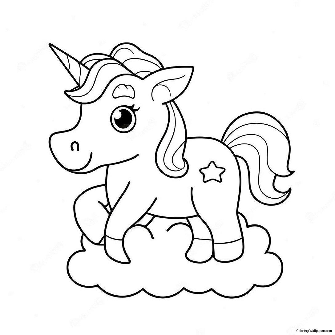 Página Para Colorear De Adorable Cachorro Unicornio Jugando En Las Nubes 7830