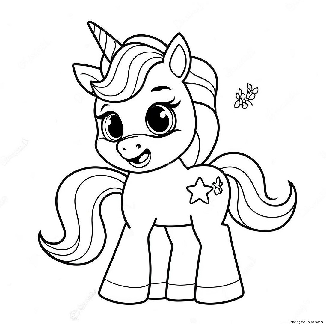 Cute Unicorn With Sparkling Mane Coloring Page 24604