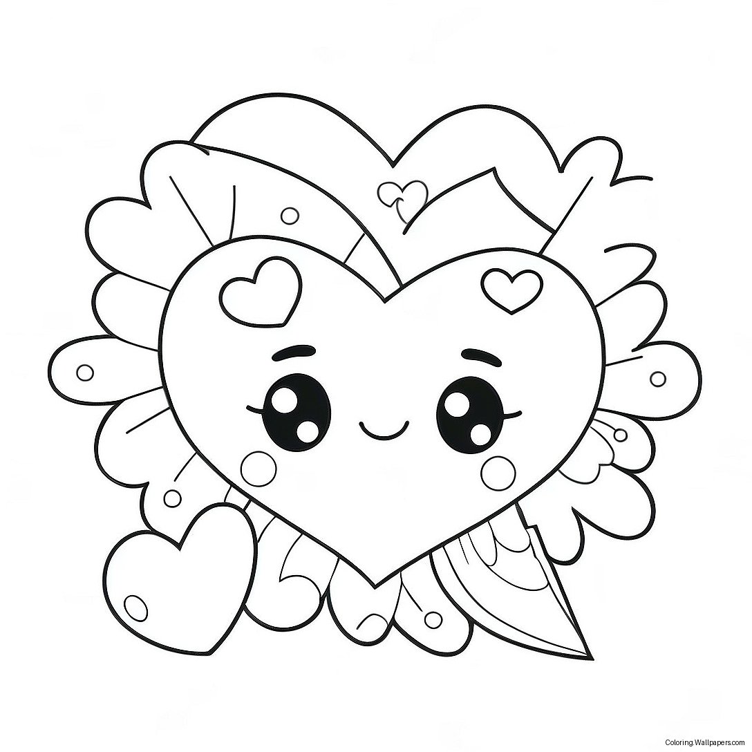 Cute Valentine Hearts Coloring Page 19251