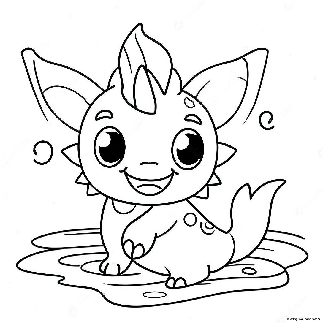 Page À Colorier De Vaporeon Mignon Nageant 20787