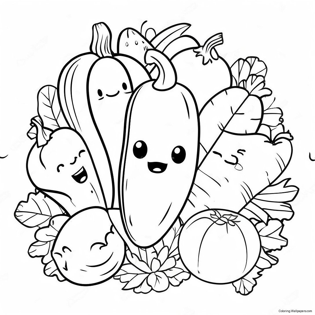 Cute Vegetable Coloring Page 25589