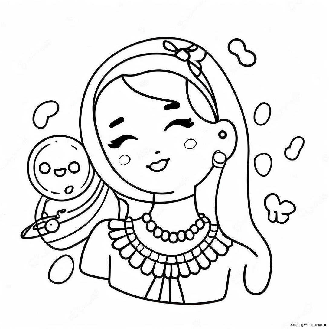 Cute Vsco Girl With Accessories Coloring Page 10999