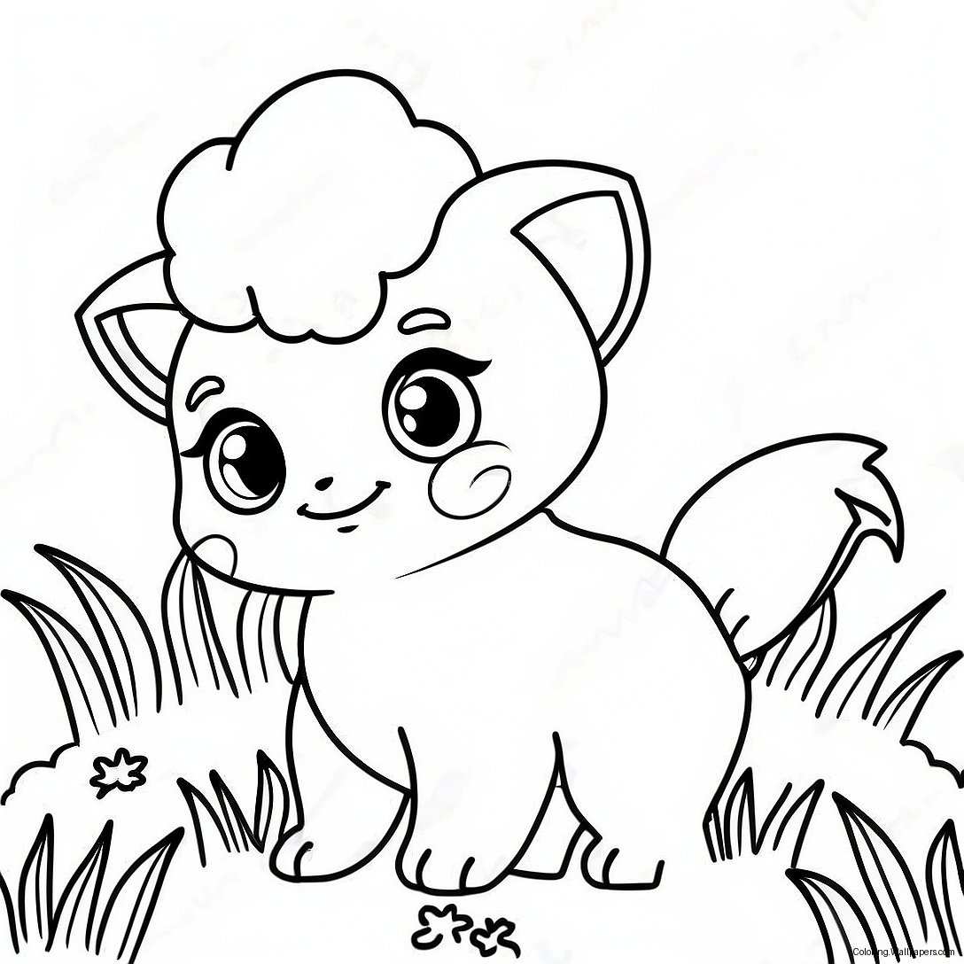 Página Para Colorear De Un Lindo Vulpix Jugando En La Hierba 44153