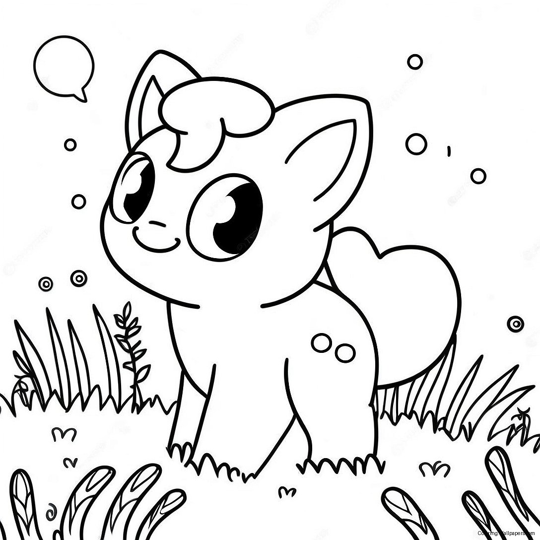 Página Para Colorir Do Adorável Vulpix Brincando Na Grama 44155