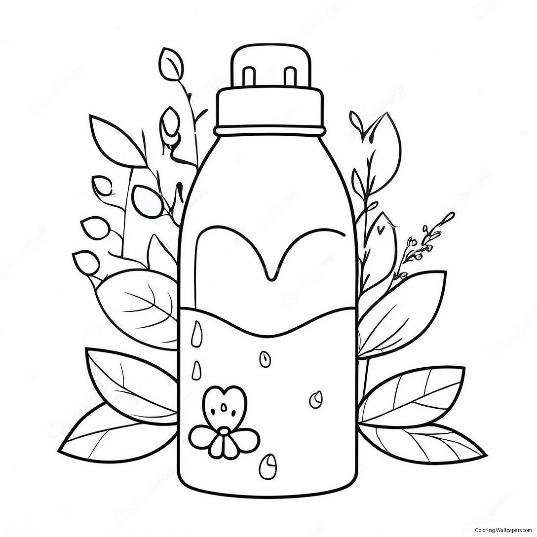 Página Para Colorear De Linda Botella De Agua Con Flores 29393