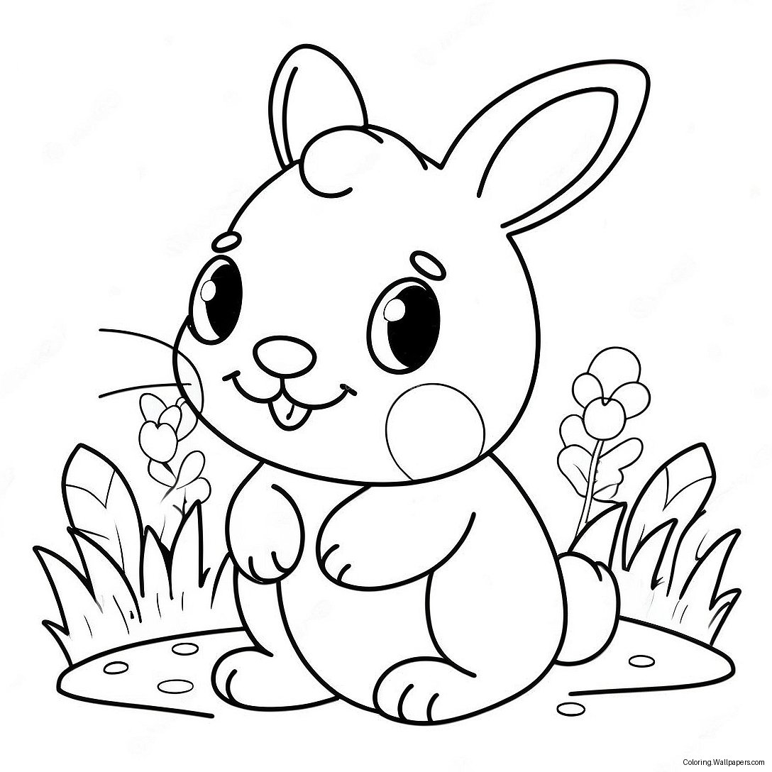 Cute White Bunny Coloring Page 35388