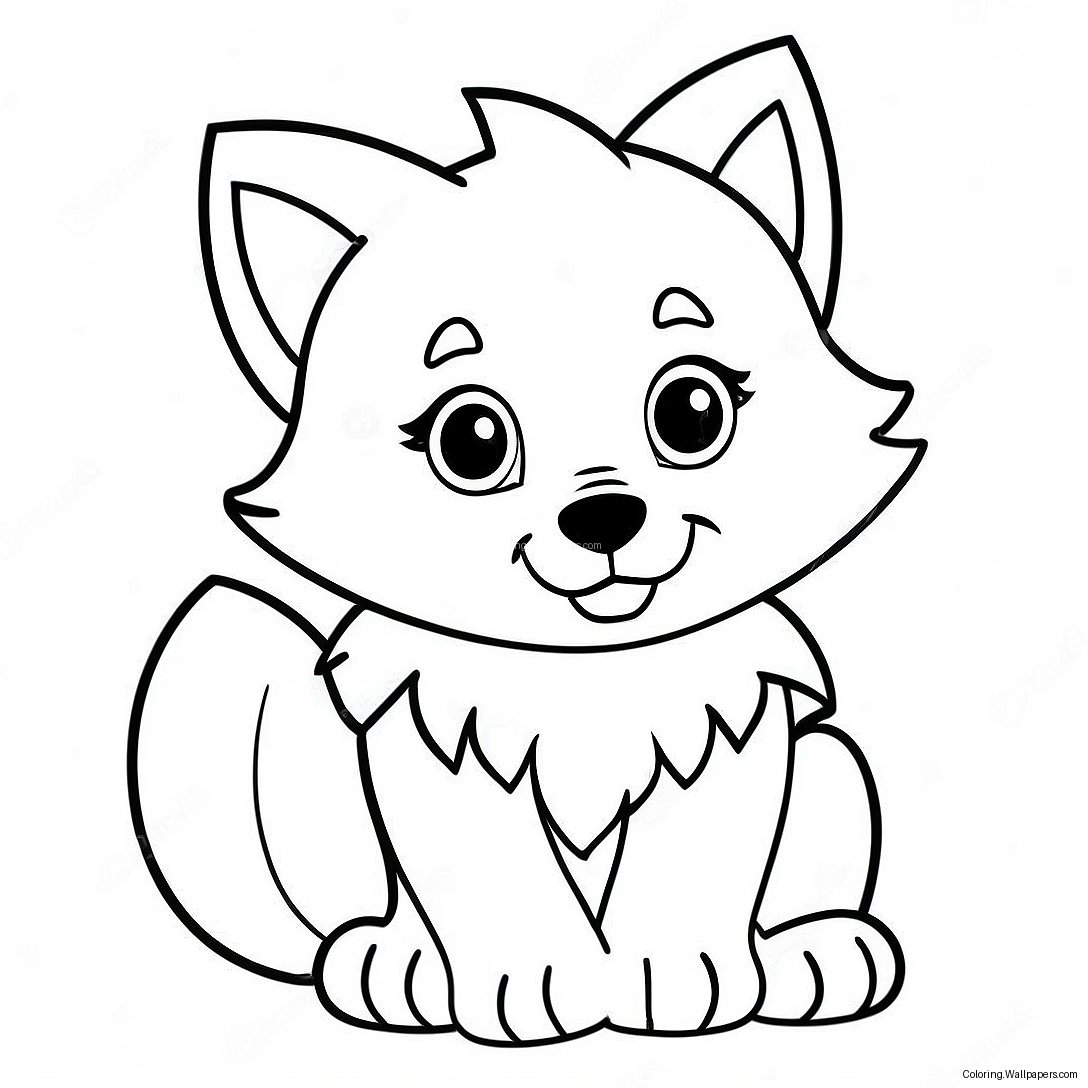 Página Para Colorear De Cachorro Lobo Anime Adorable 8645