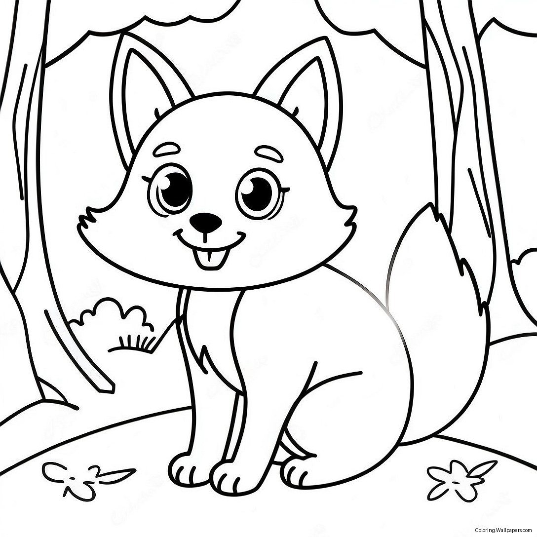 Cute Woodland Fox Coloring Page 4521