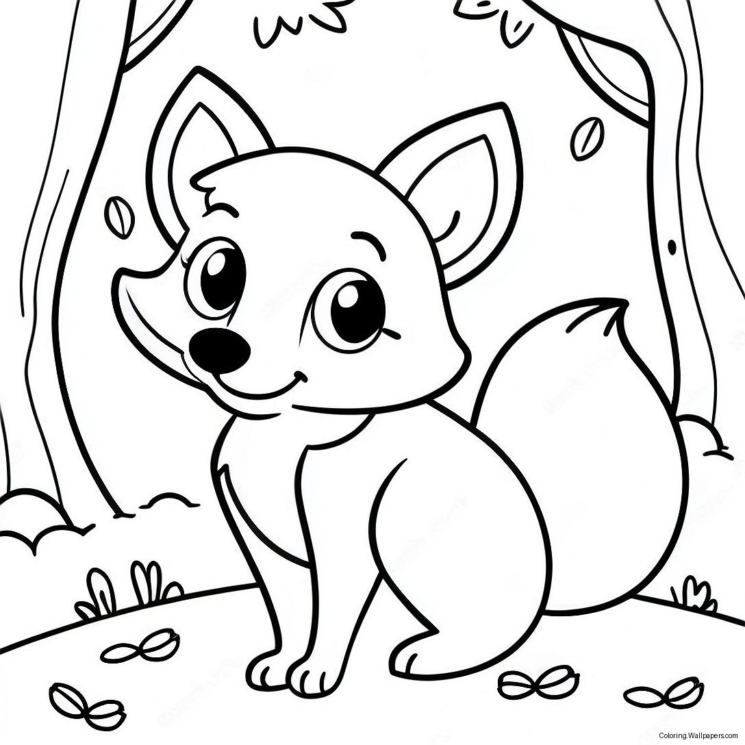 Cute Woodland Fox Coloring Page 4522