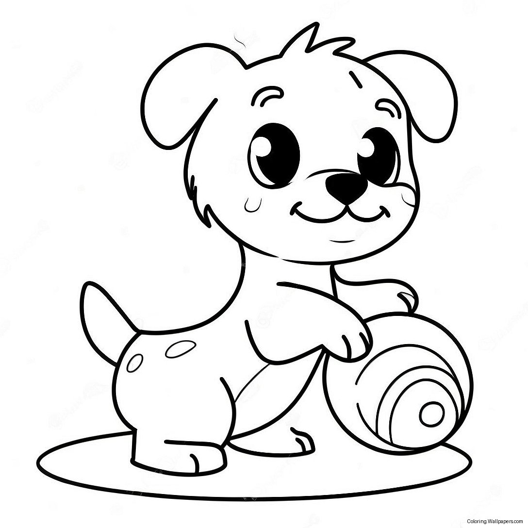 Página Para Colorir Yorkie Fofo Brincando Com Um Brinquedo 14250