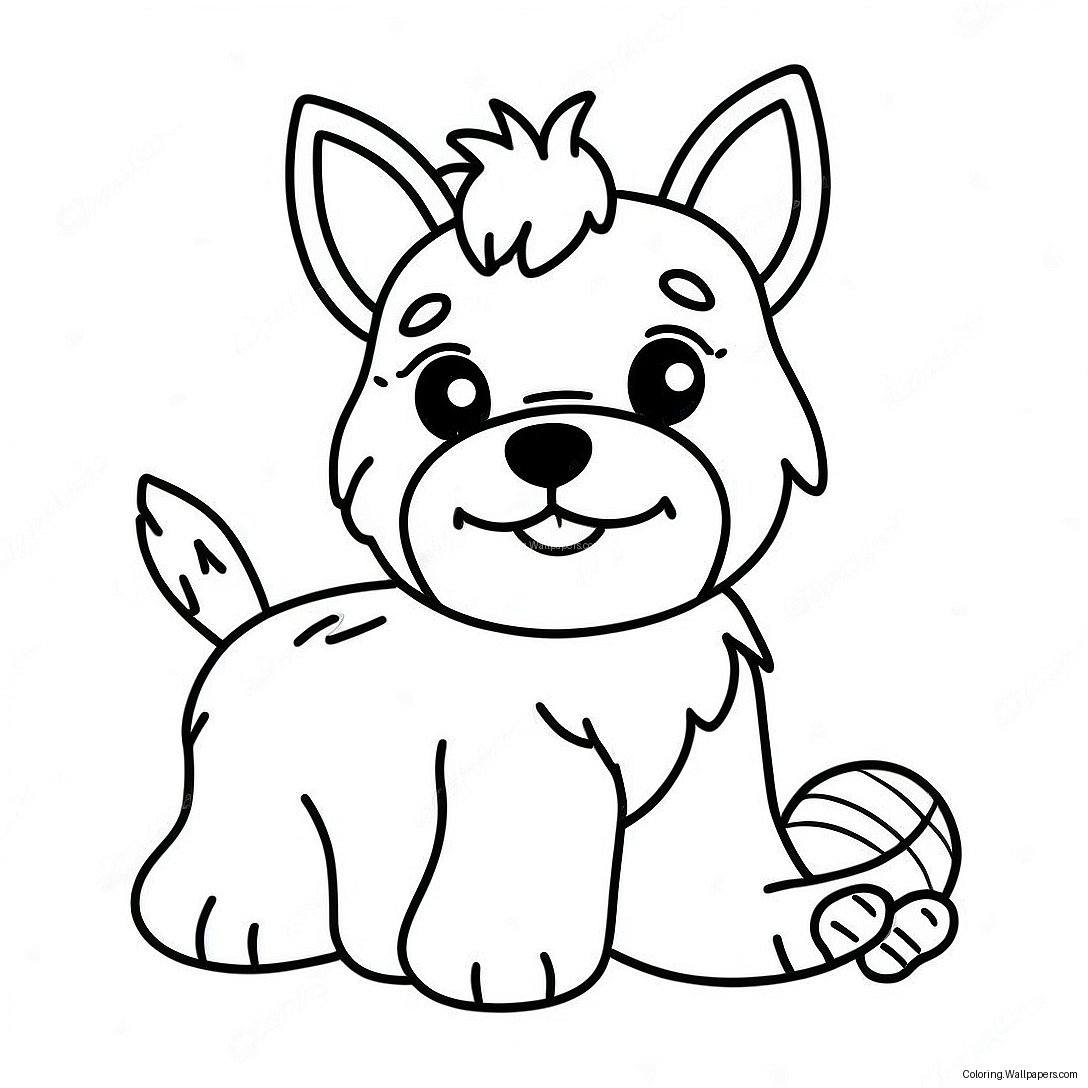 Cute Yorkie Playing With A Toy Coloring Page 14251