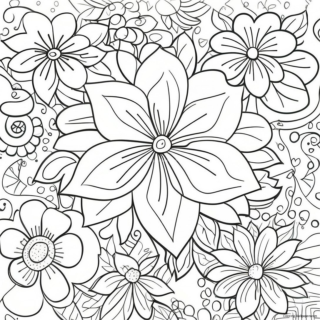 Dark Grunge Floral Coloring Page 3089