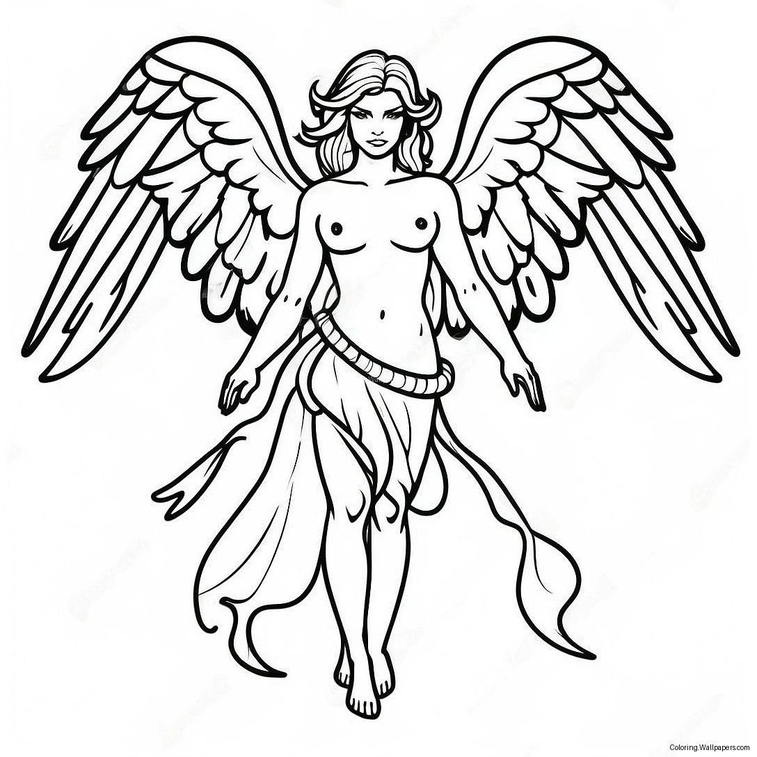 Dark Winged Fallen Angel Coloring Page 50610