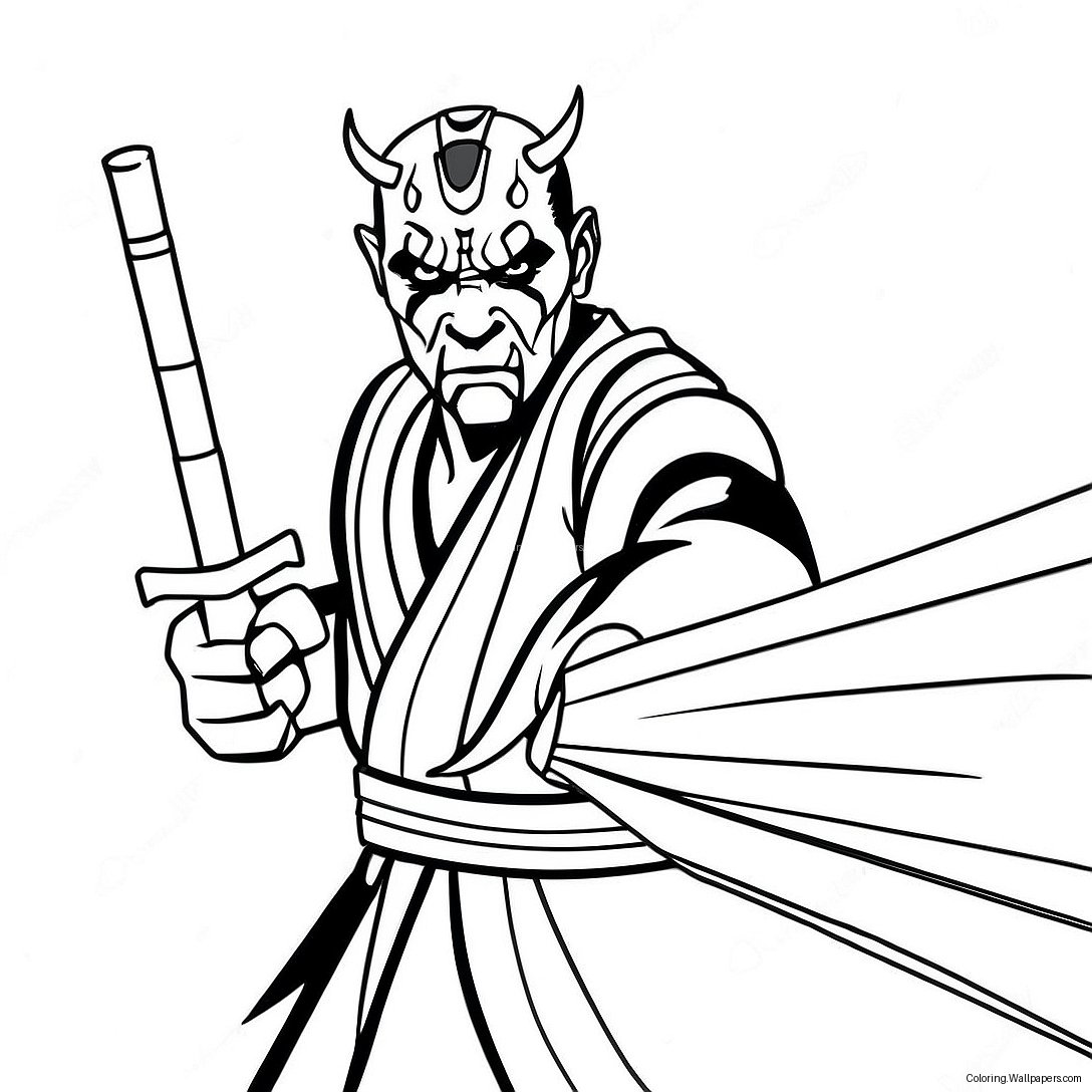 Dessin À Colorier De Darth Maul Avec Un Sabre Laser Double 19516