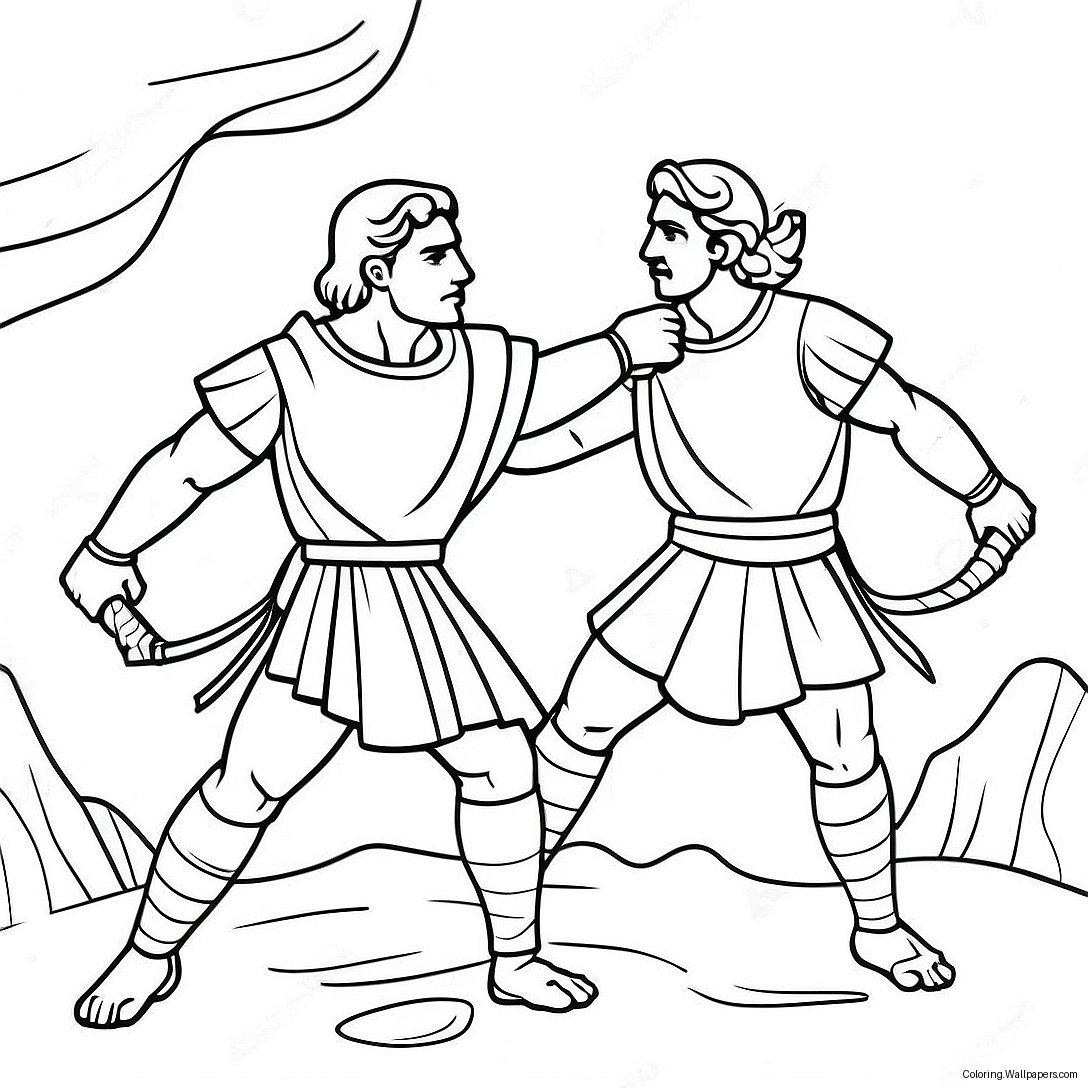 David And Jonathan In Battle Coloring Page 57521