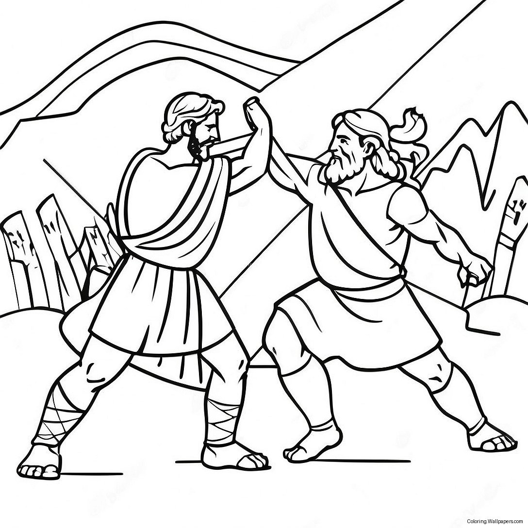 David And Saul Epic Battle Coloring Page 55545