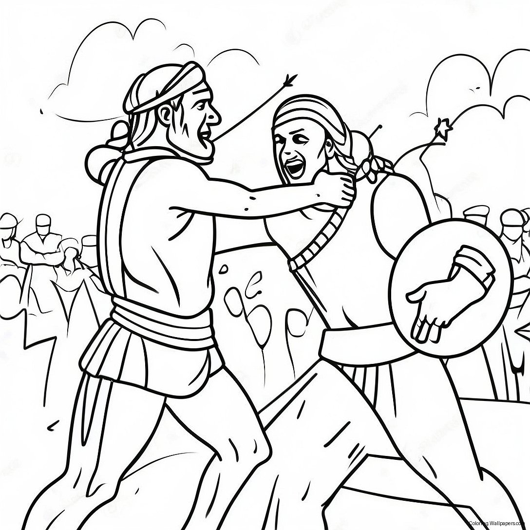 David And Saul Epic Battle Coloring Page 55546