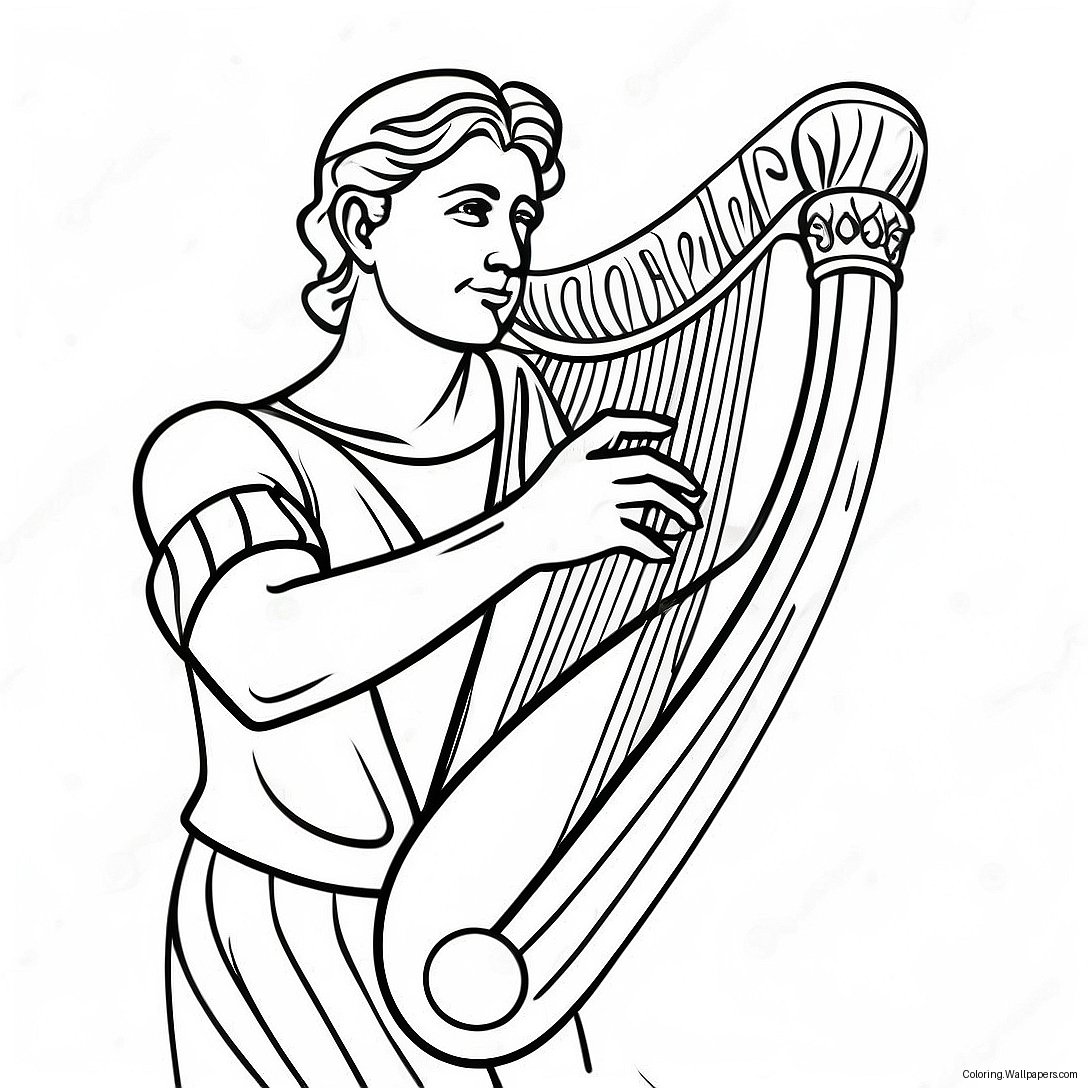 David Playing Harp Coloring Page 55552