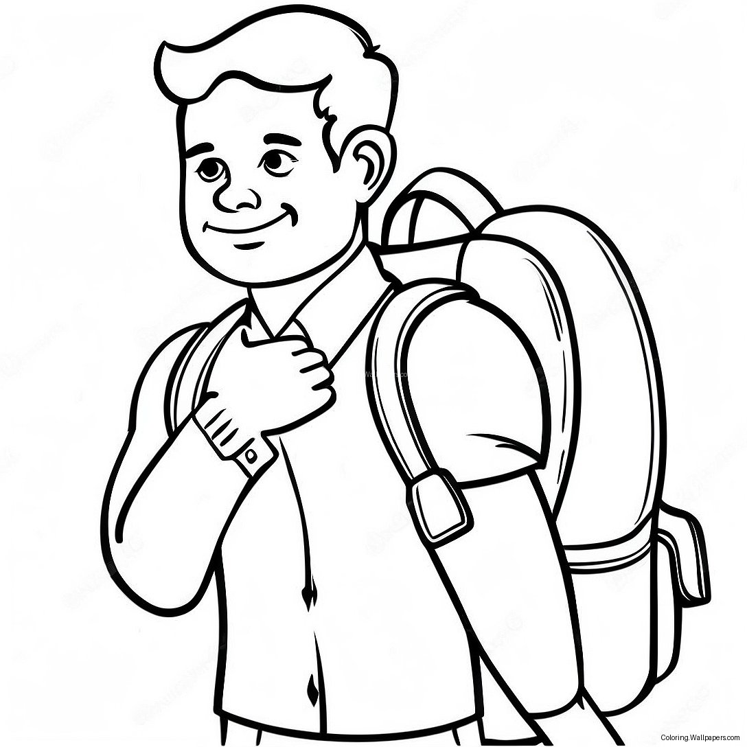 David Mit Einem Bunten Rucksack Ausmalbild 53729