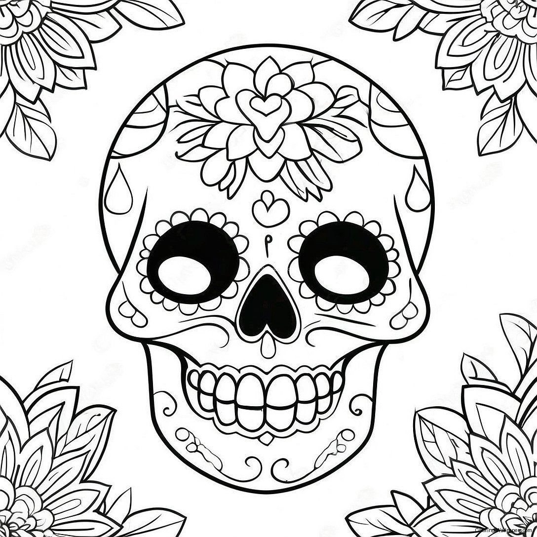 Página Para Colorear Calavera De Azúcar Del Día De Los Muertos 319