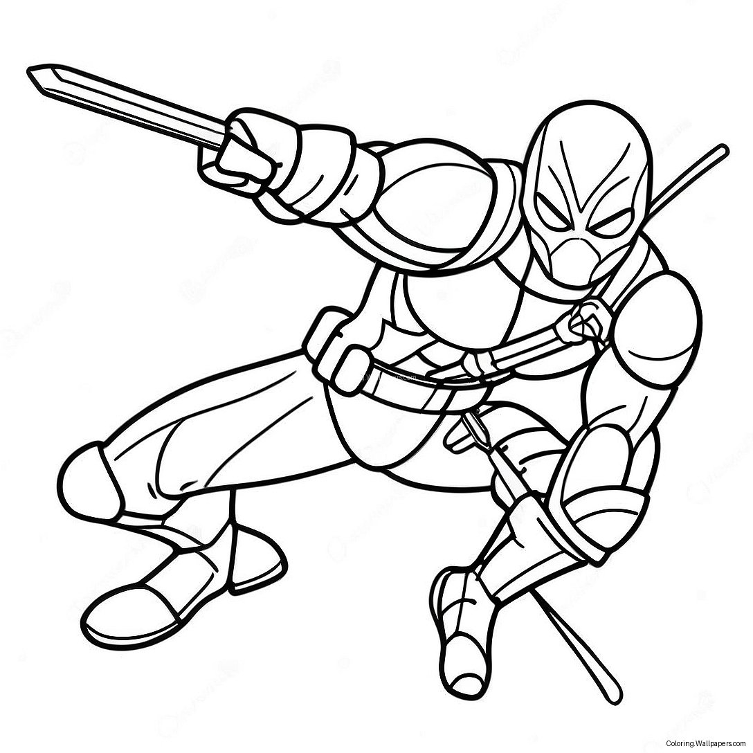 Página Para Colorear De Pose De Acción De Deathstroke 20933