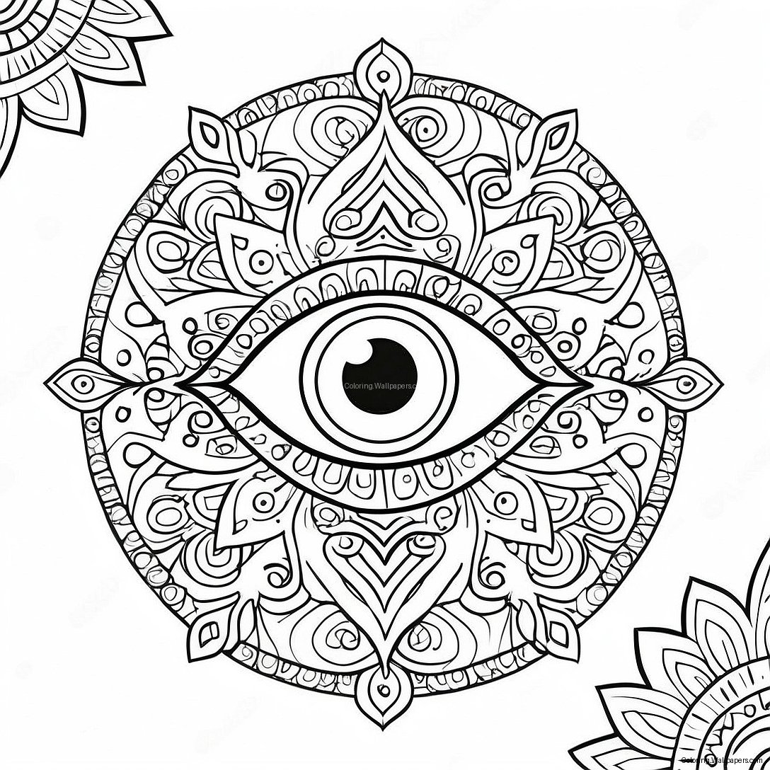 Decorative Evil Eye Mandala Coloring Page 9897