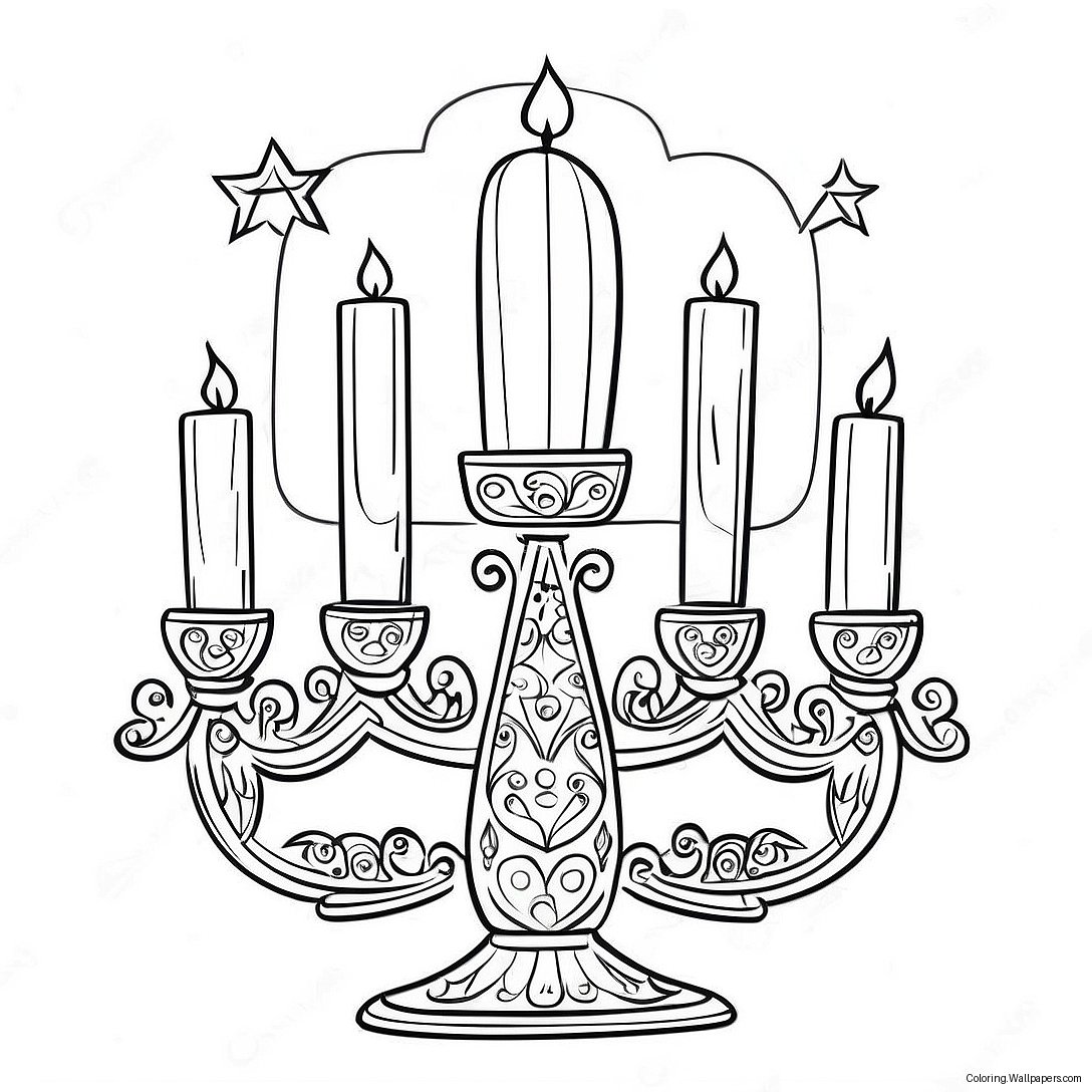 Decorative Hanukkah Menorah Coloring Page 31299