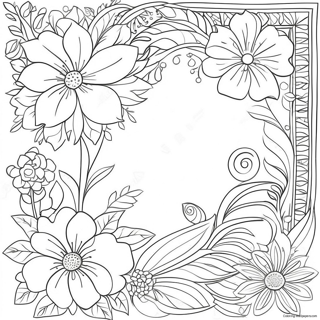 Delicate Flower Border Coloring Page 40267