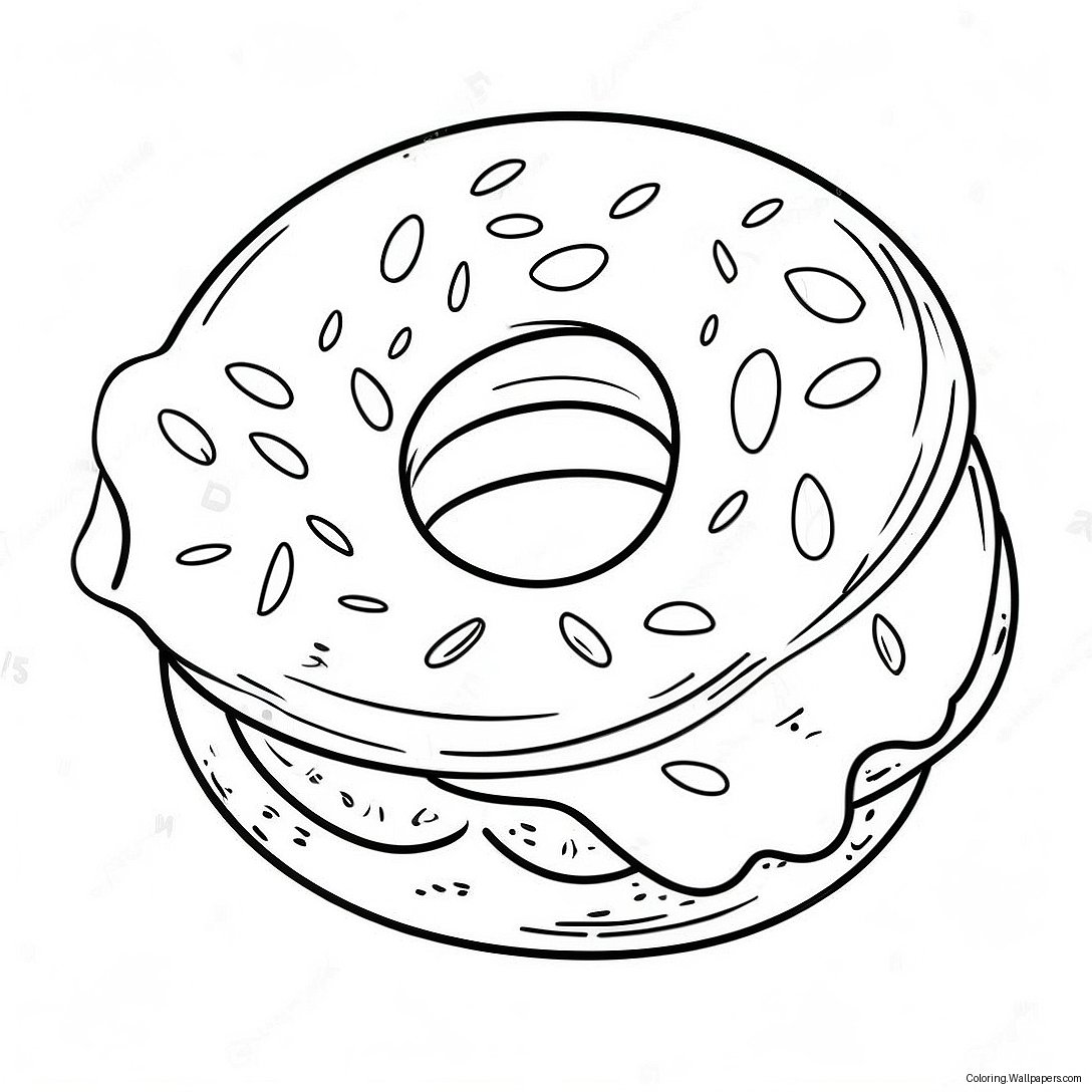 Delicious Bagel With Cream Cheese Coloring Page 34087