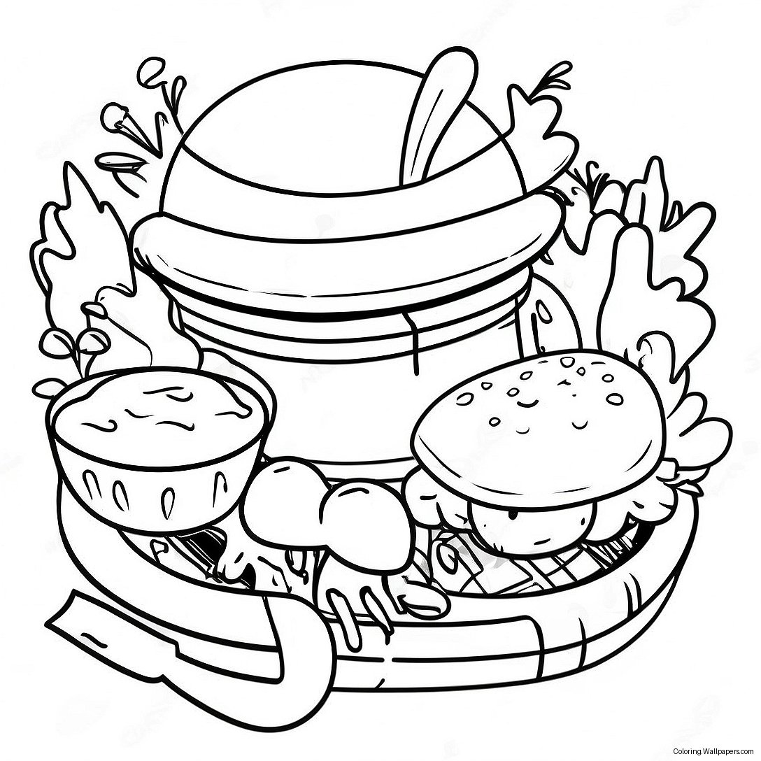 Delicious Bbq Feast Coloring Page 20103