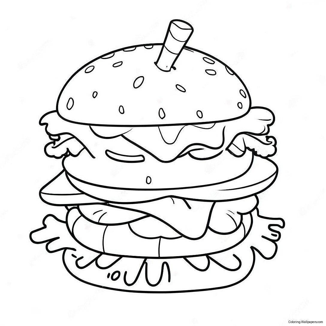 Pagini De Colorat Cu Krabby Patty Delicios Cu Toppinguri 24670