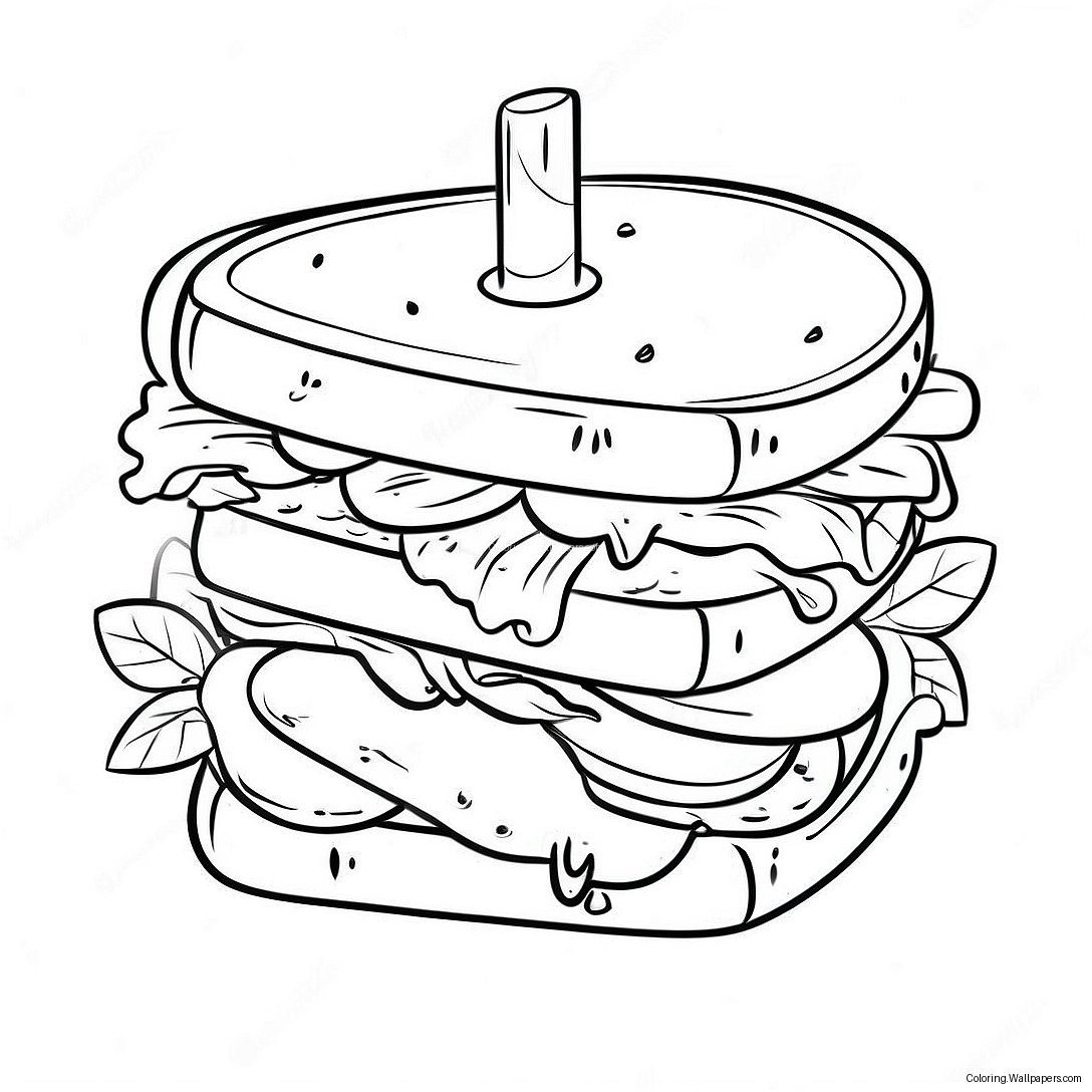 Delicious Sandwich Coloring Page 31322