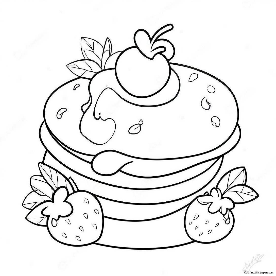 Delicious Strawberry Shortcake With Cherry Topping Coloring Page 29889